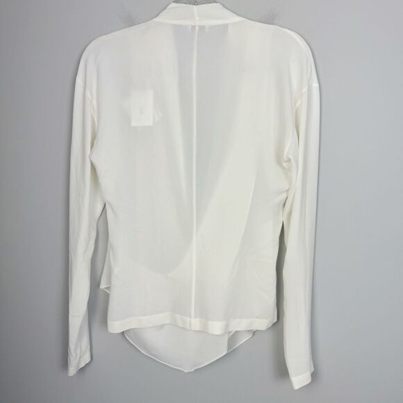BRUNELLO CUCINELLI | NEW Waterfall Cream Wrap Silk Blouse Women’s Size Large - Picture 10 of 13